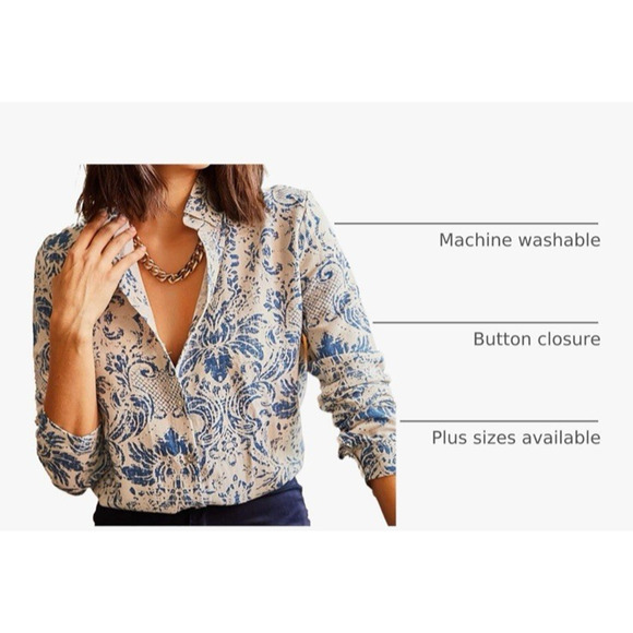 Big Dart Blue & White Patterned Button Down Longsleeve‎ Shirt - Size Large - Picture 2 of 8